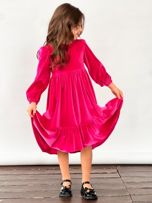 Платье для девочки школьное БУШОН ST63, цвет малиновый