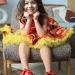 Платье для девочки нарядное БУШОН ST30, стиляги цвет красный/желтый пояс желтый, принт цветы