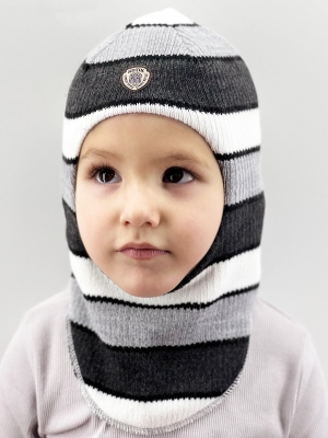 Шапка-шлем зима, скб белый+св.серый+т.серый
